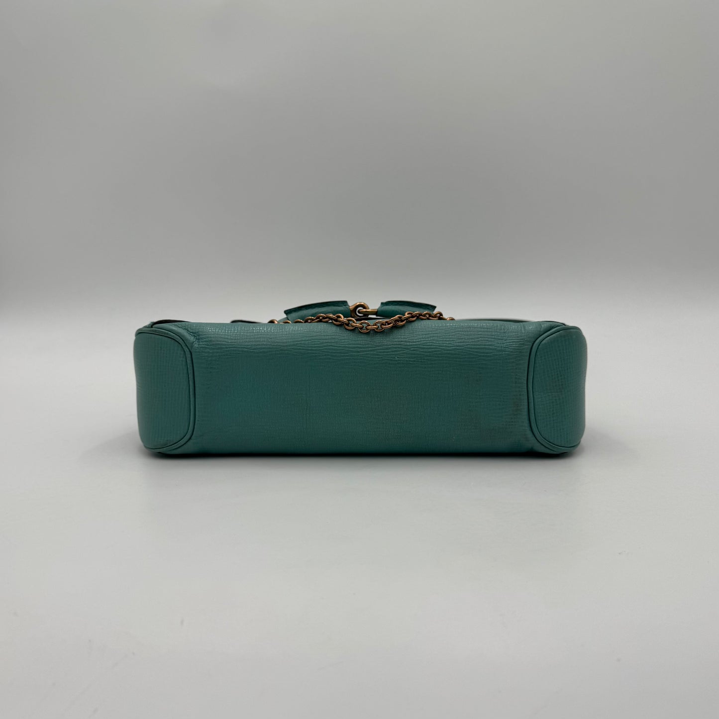 Gucci Turquoise Leather Horsebit Chain Flap Shoulder