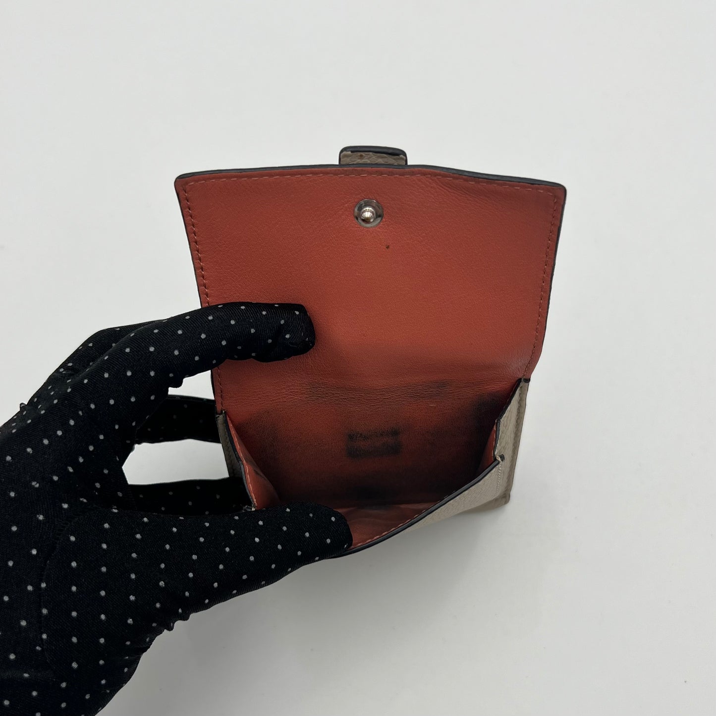 Loewe Neutral Leather Anagram Mini Trifold Wallet