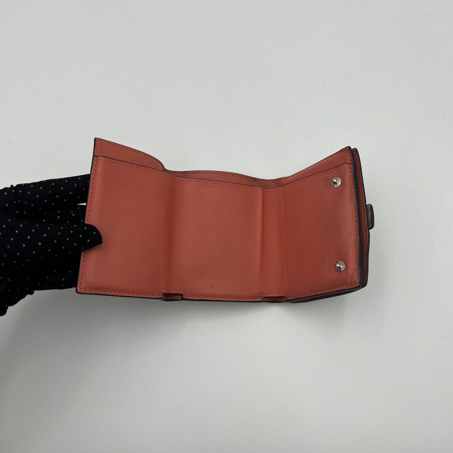 Loewe Neutral Leather Anagram Mini Trifold Wallet