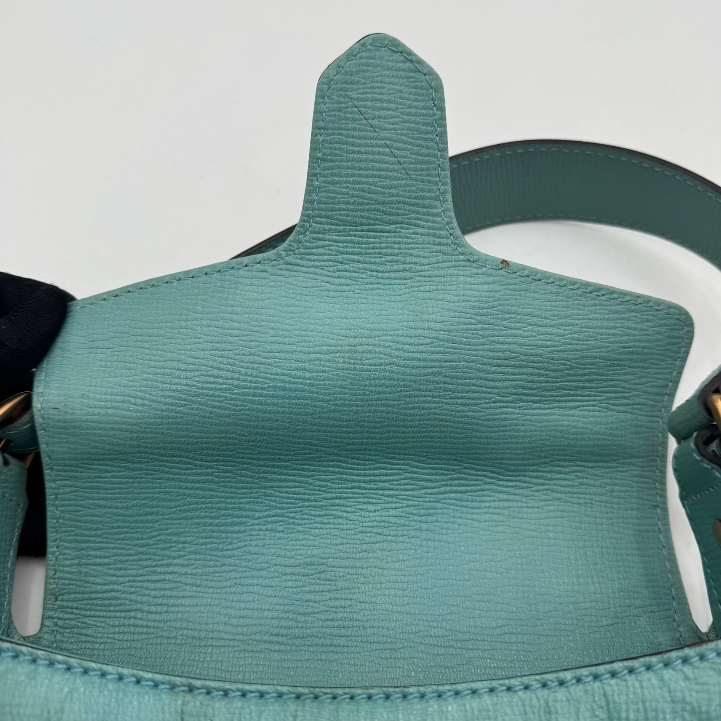 Gucci Turquoise Leather Horsebit Chain Flap Shoulder