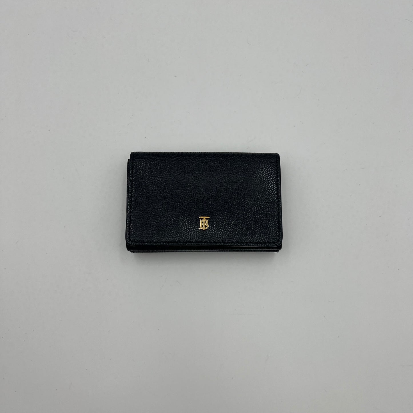 Burberry Black Grained Leather Trifold Short Wallet