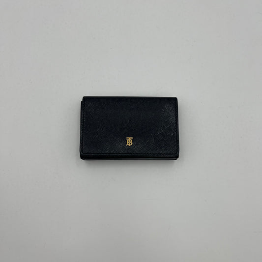 Burberry Black Grained Leather Trifold Short Wallet