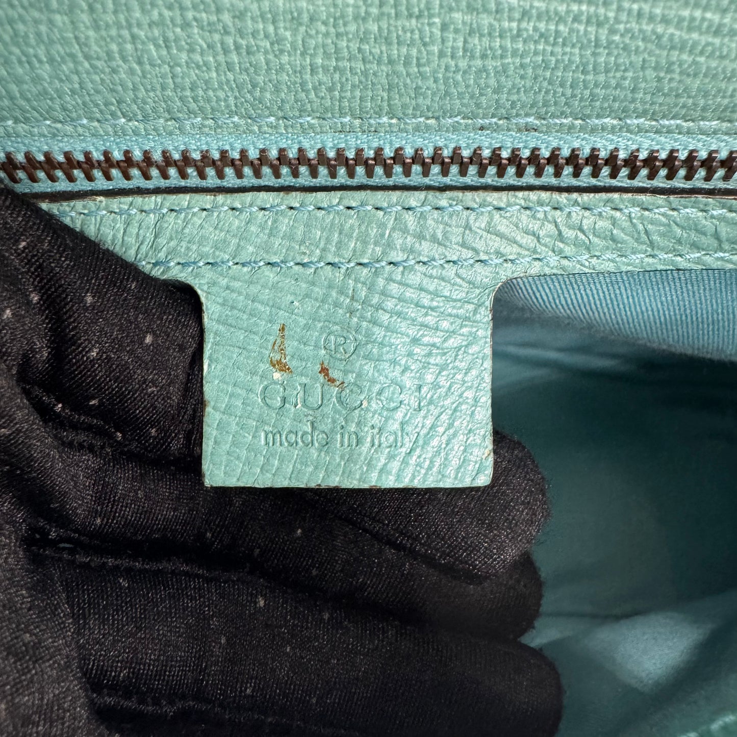 Gucci Turquoise Leather Horsebit Chain Flap Shoulder
