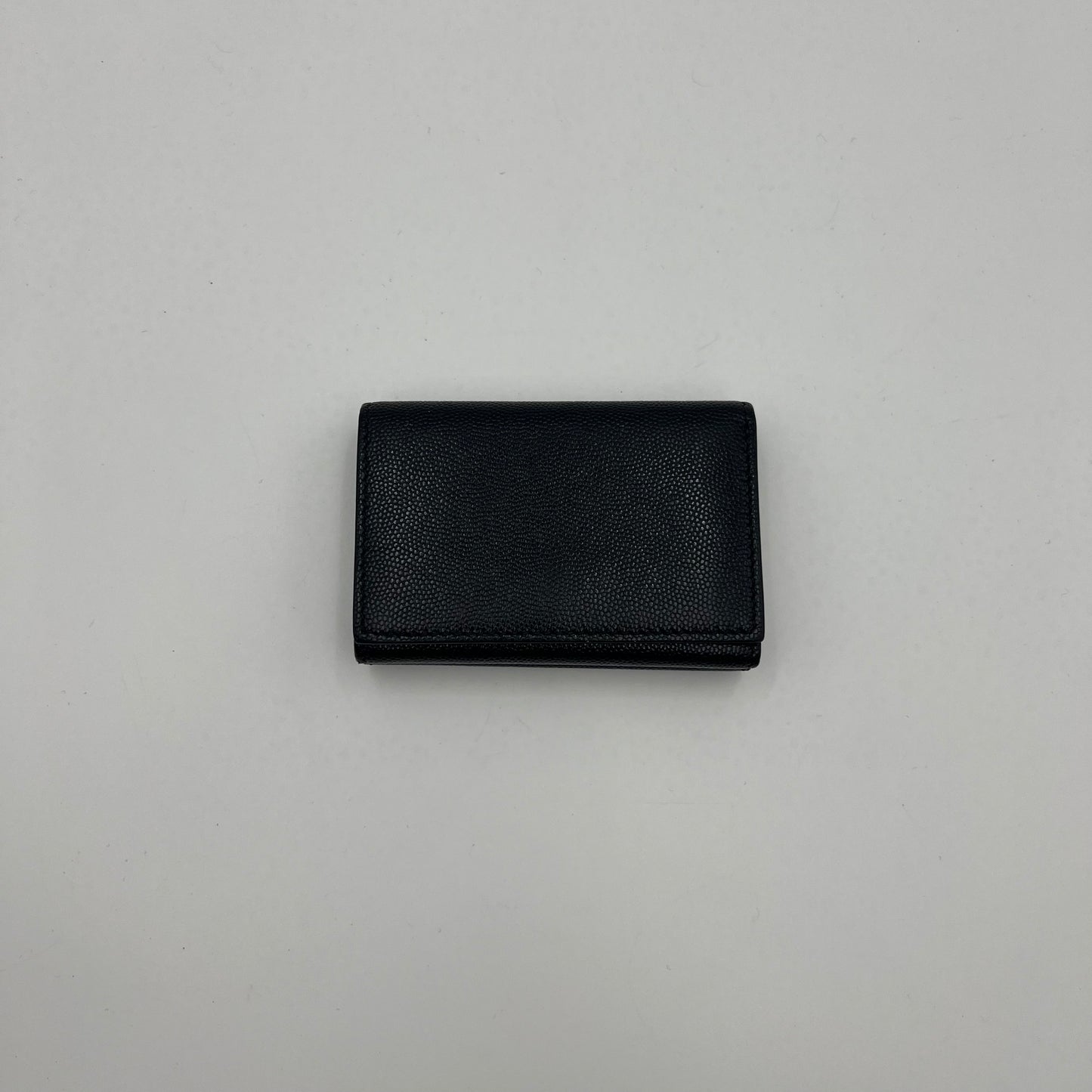 Burberry Black Grained Leather Trifold Short Wallet