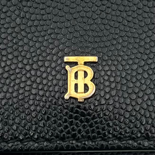 Burberry Black Grained Leather Trifold Short Wallet