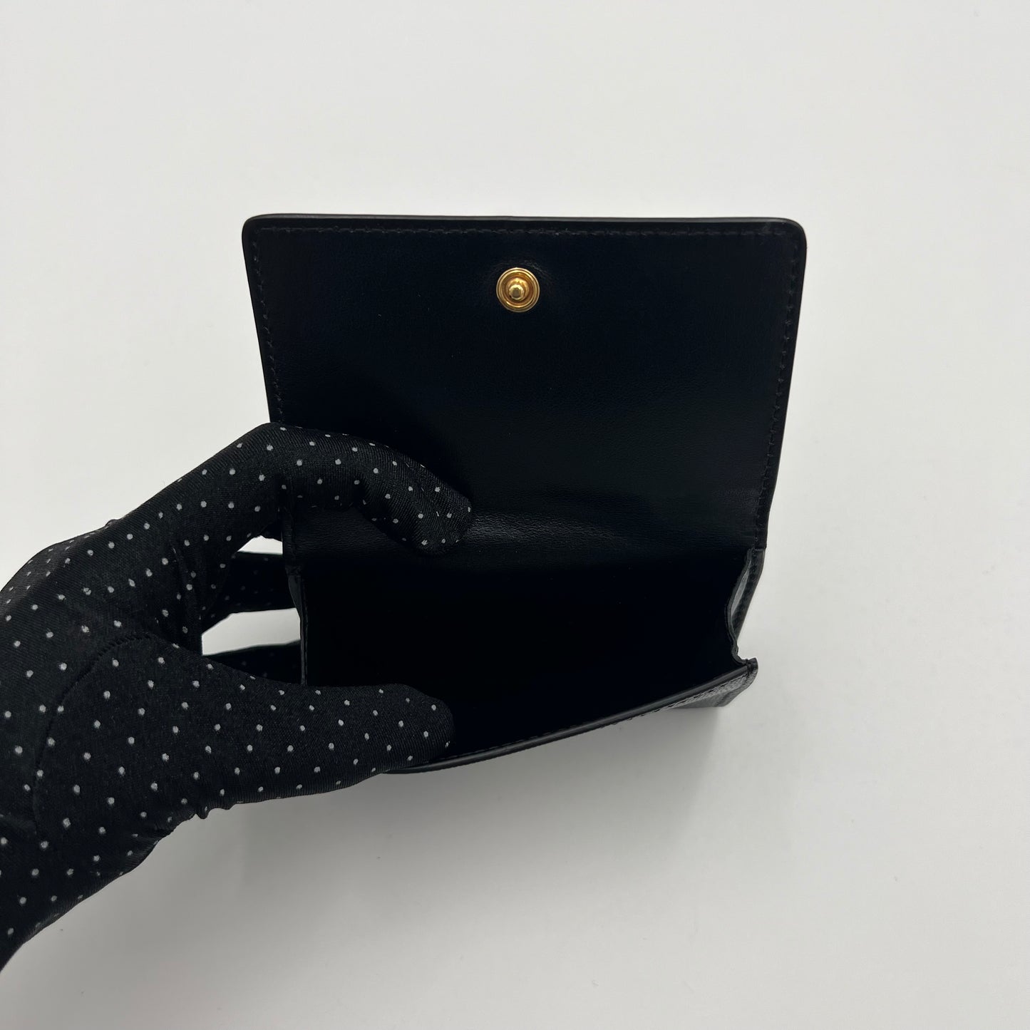 Burberry Black Grained Leather Trifold Short Wallet