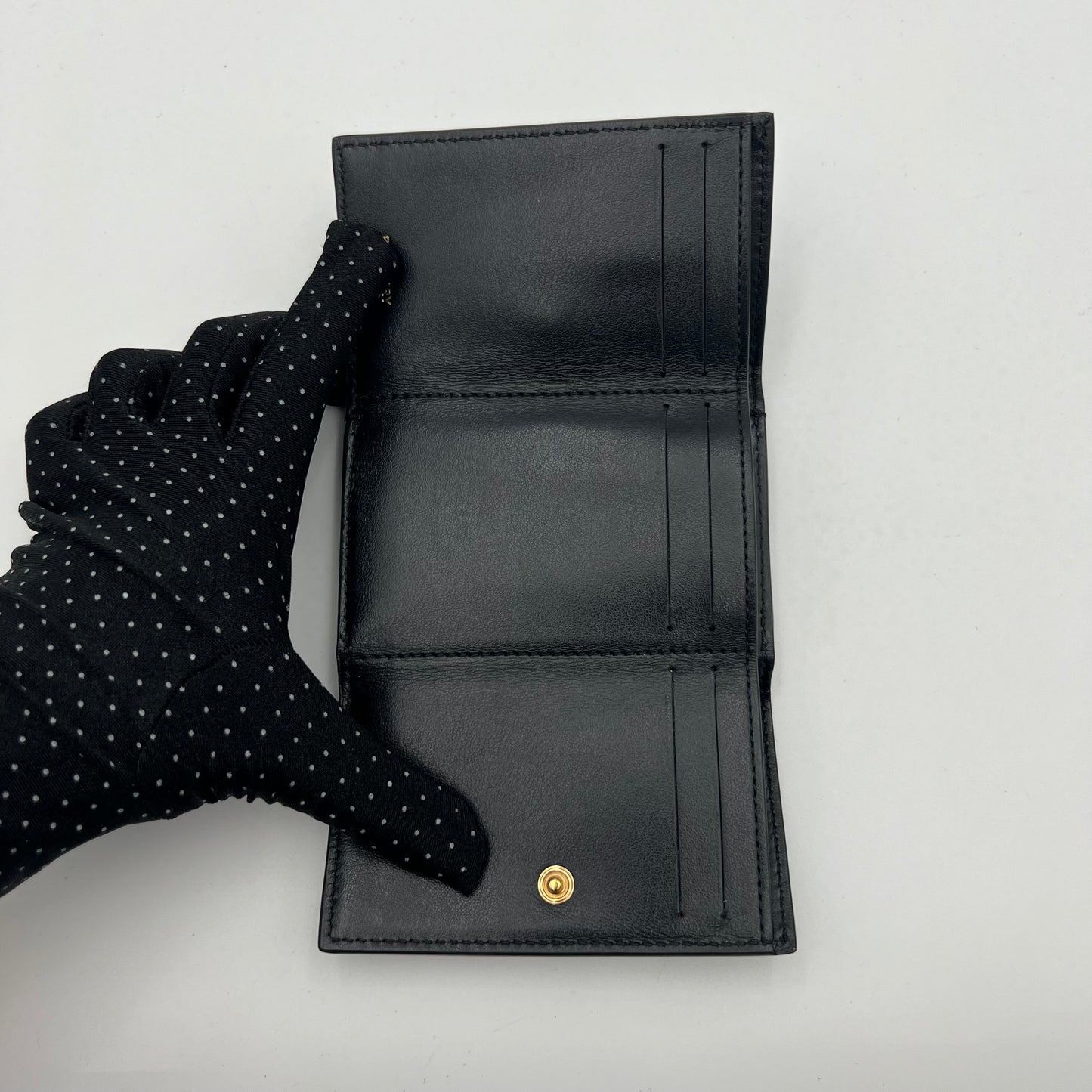 Burberry Black Grained Leather Trifold Short Wallet