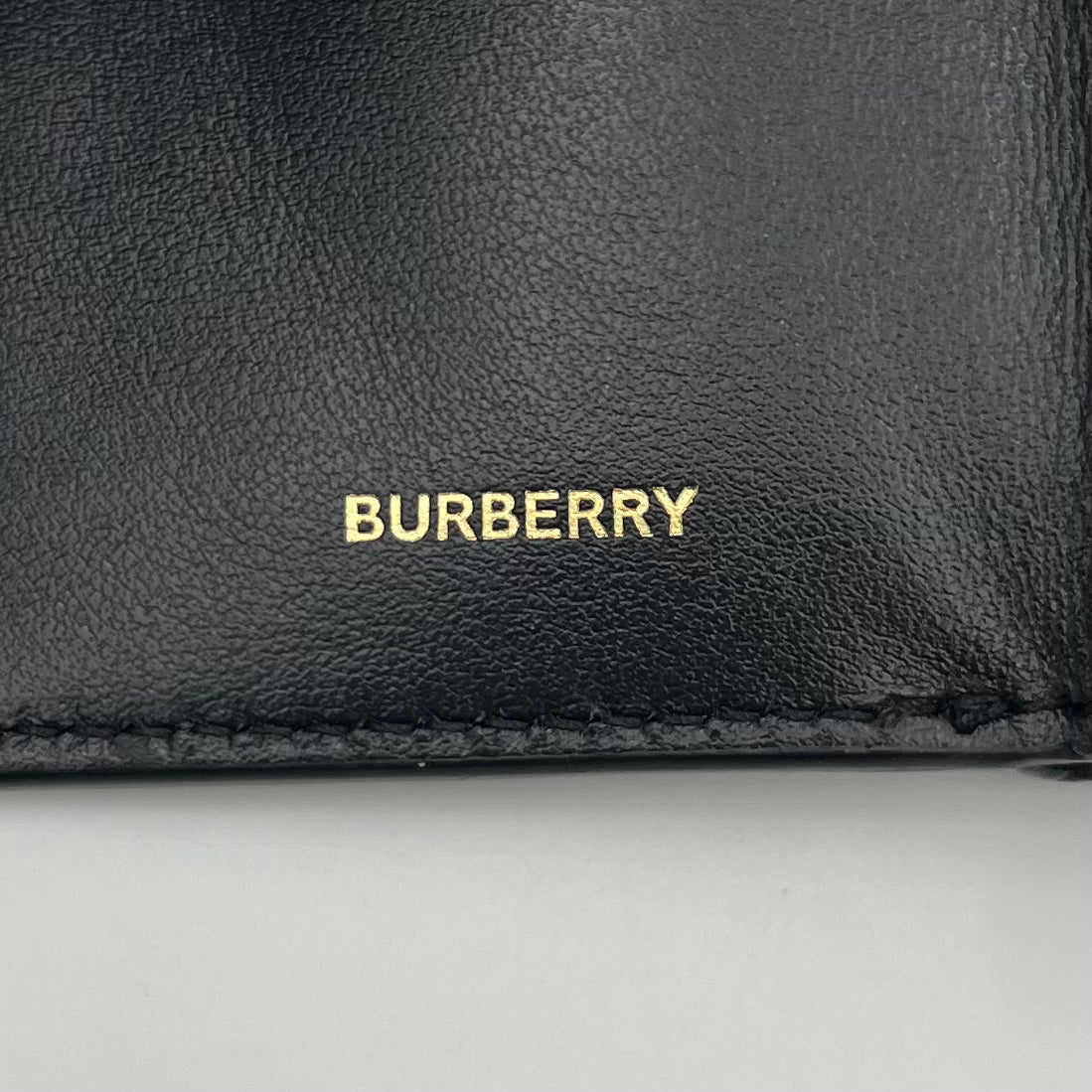 Burberry Black Grained Leather Trifold Short Wallet
