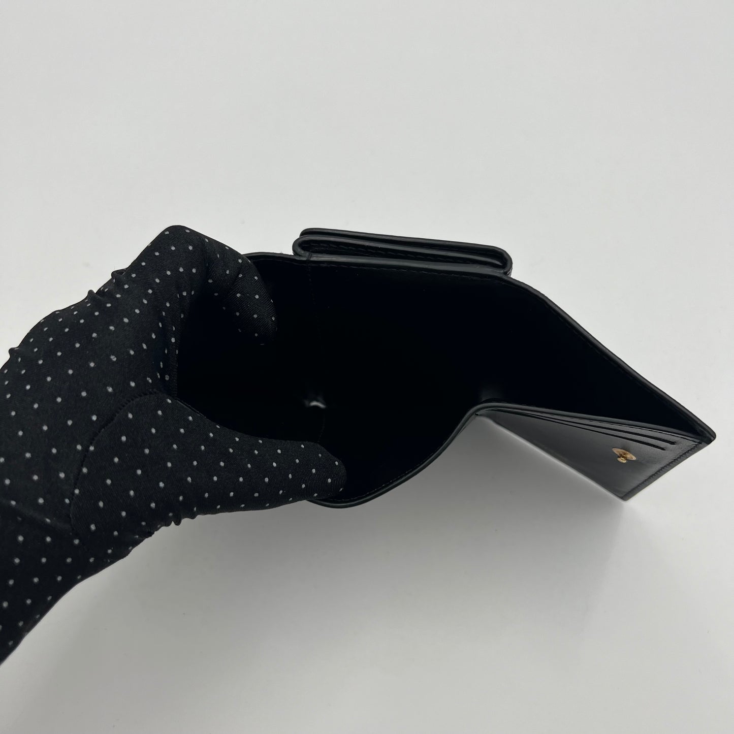 Burberry Black Grained Leather Trifold Short Wallet