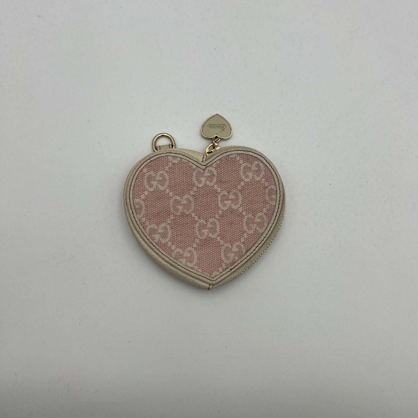 Gucci Pink Monogram Canvas Heart Coin Purse