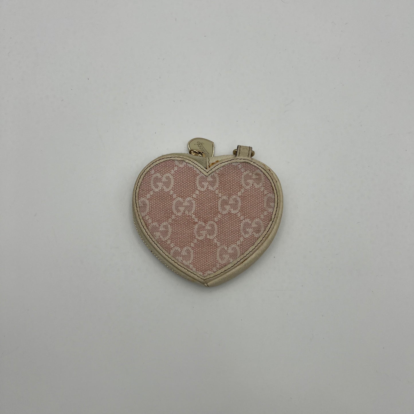 Gucci Pink Monogram Canvas Heart Coin Purse