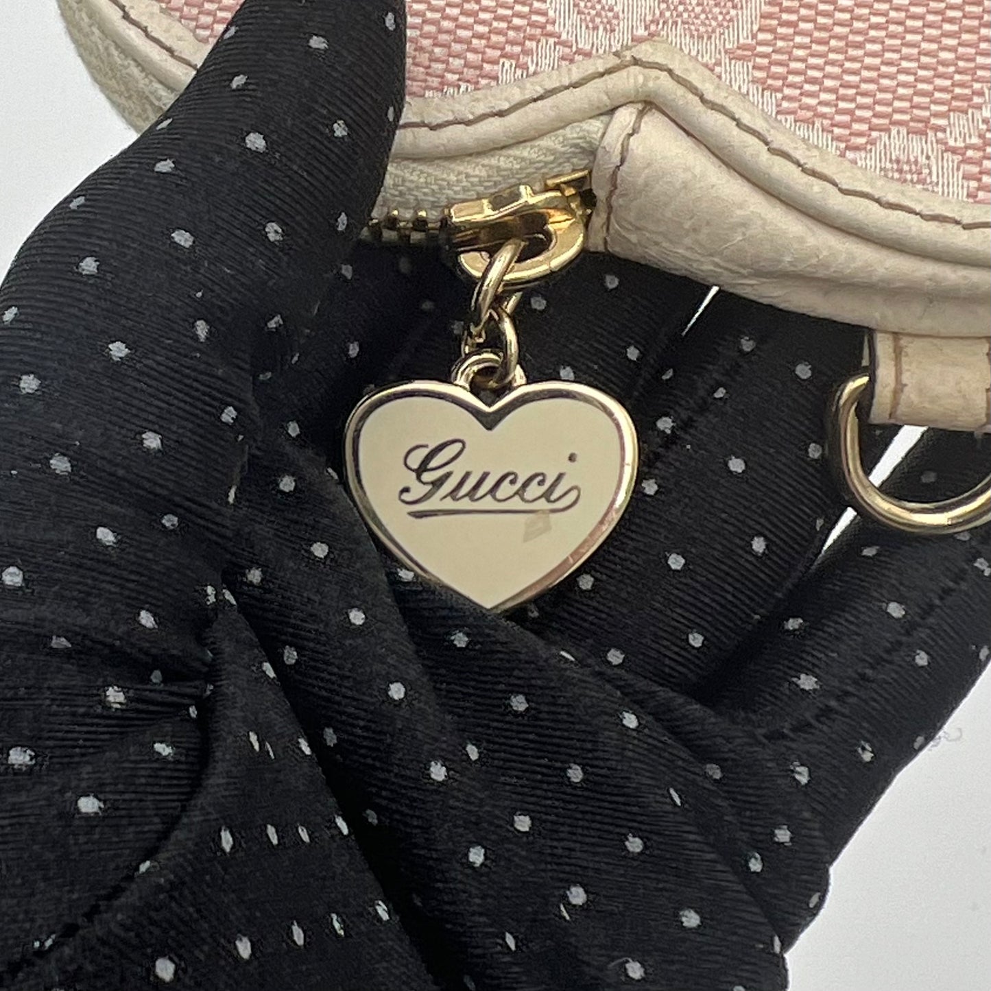 Gucci Pink Monogram Canvas Heart Coin Purse