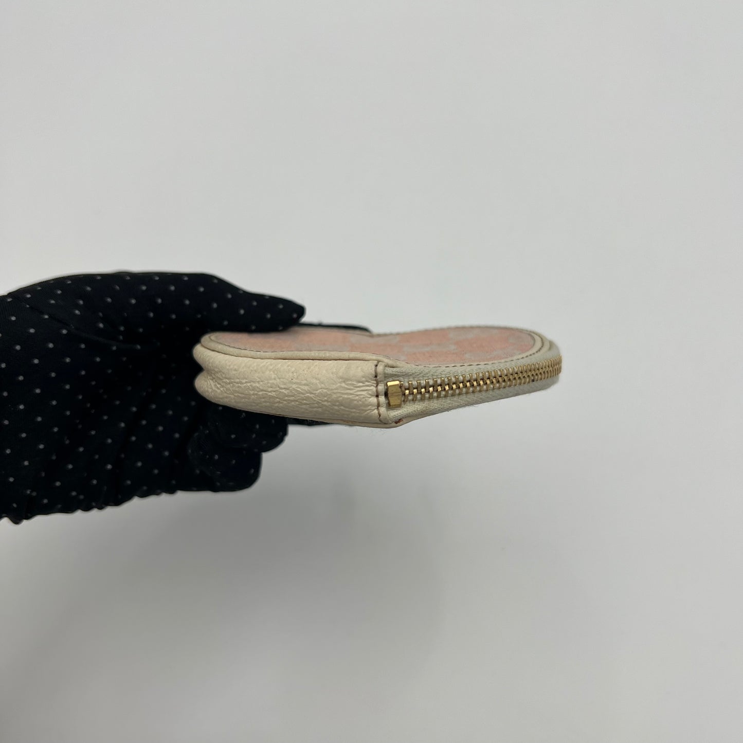 Gucci Pink Monogram Canvas Heart Coin Purse