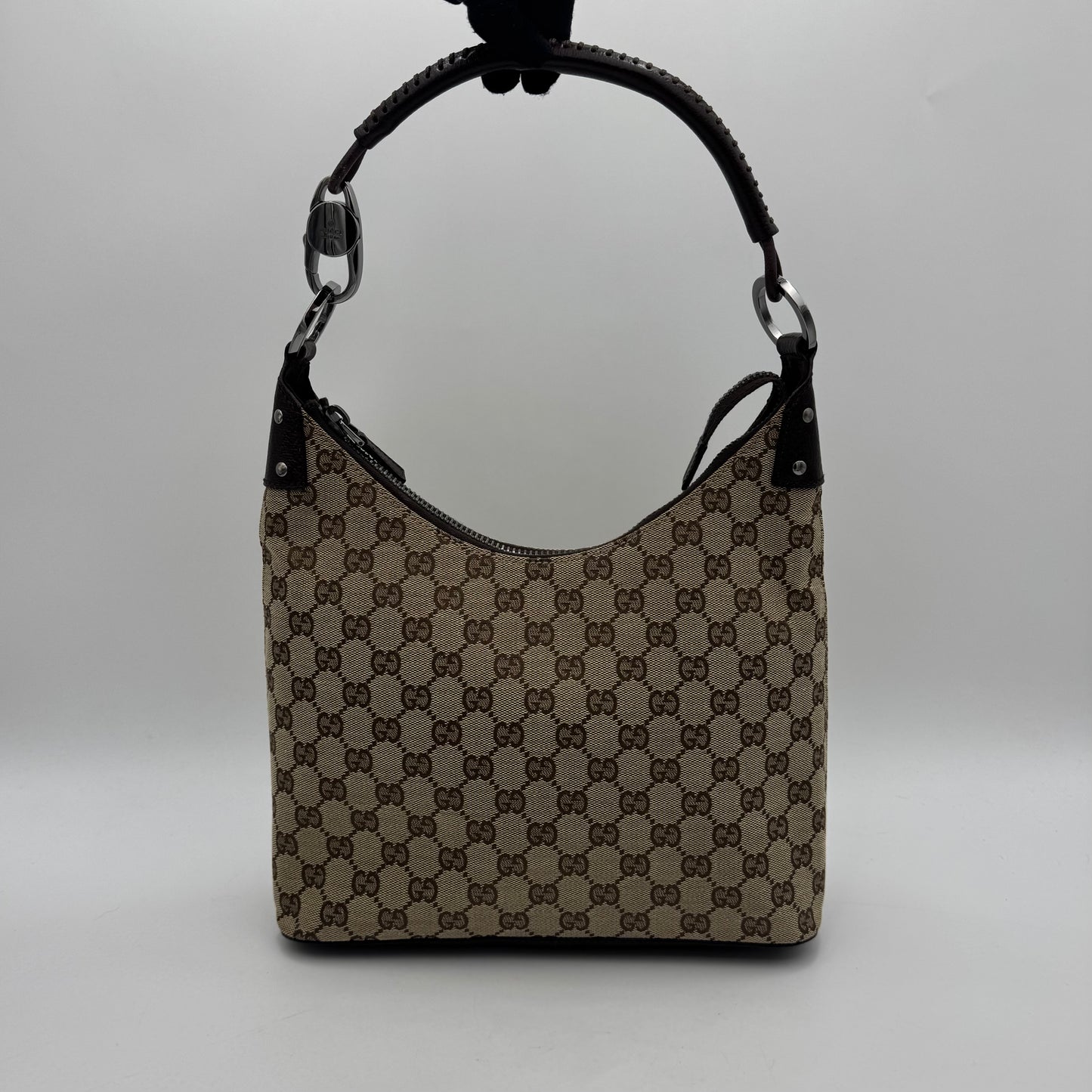 Gucci Brown Monogram Canvas and Leather Hobo Shoulder Bag