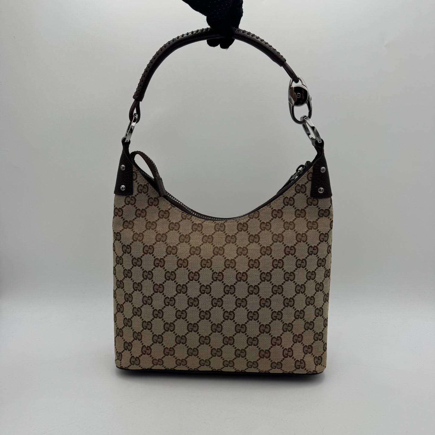Gucci Brown Monogram Canvas and Leather Hobo Shoulder Bag