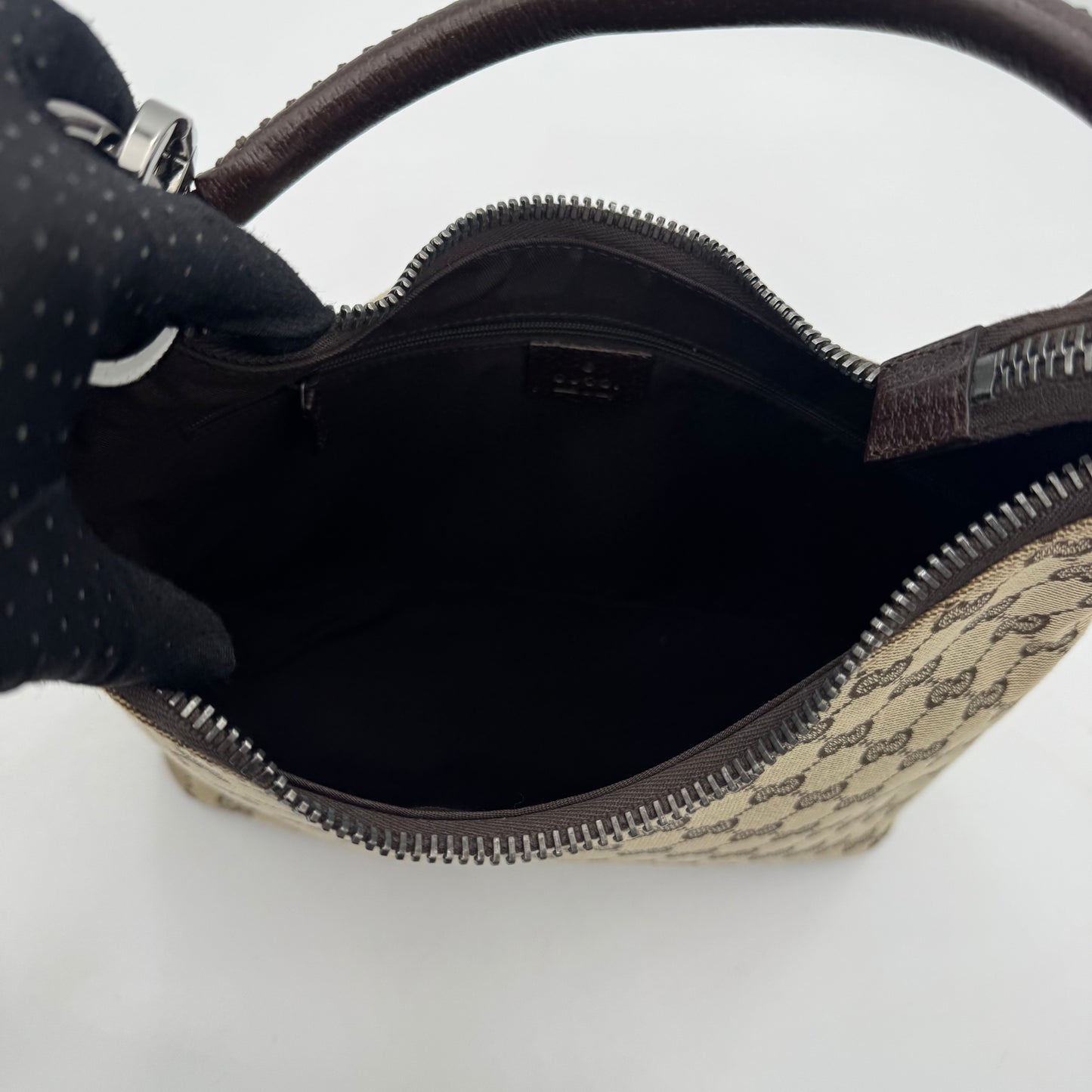 Gucci Brown Monogram Canvas and Leather Hobo Shoulder Bag