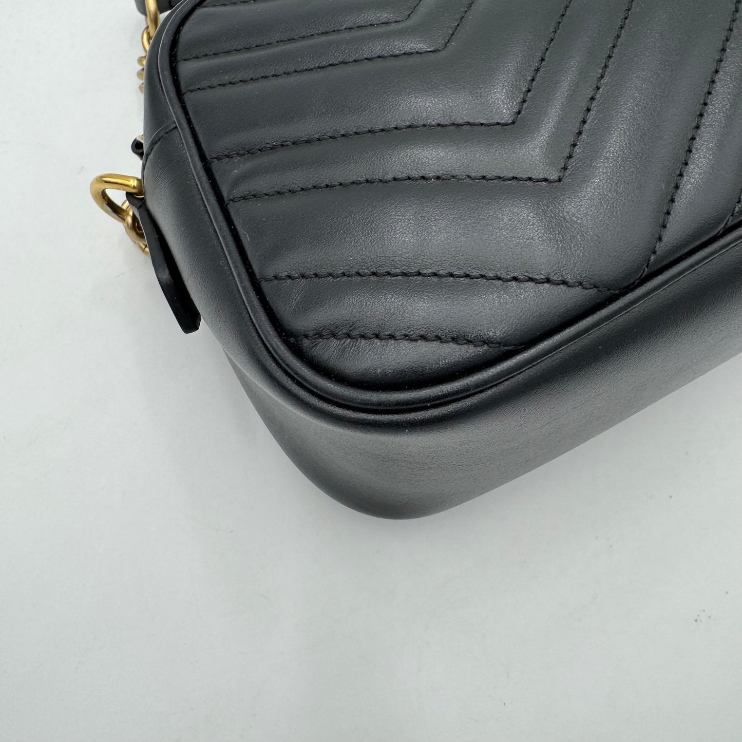Gucci Black Quilted Leather Marmont Small Camera Bag GHW