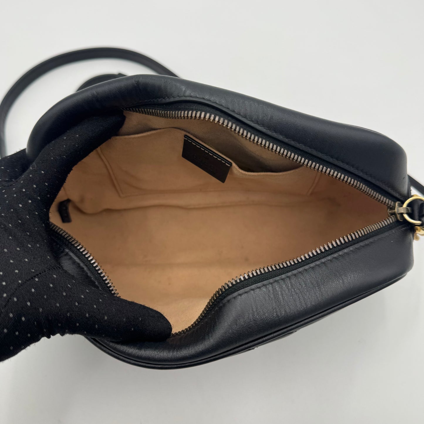 Gucci Black Quilted Leather Marmont Small Camera Bag GHW