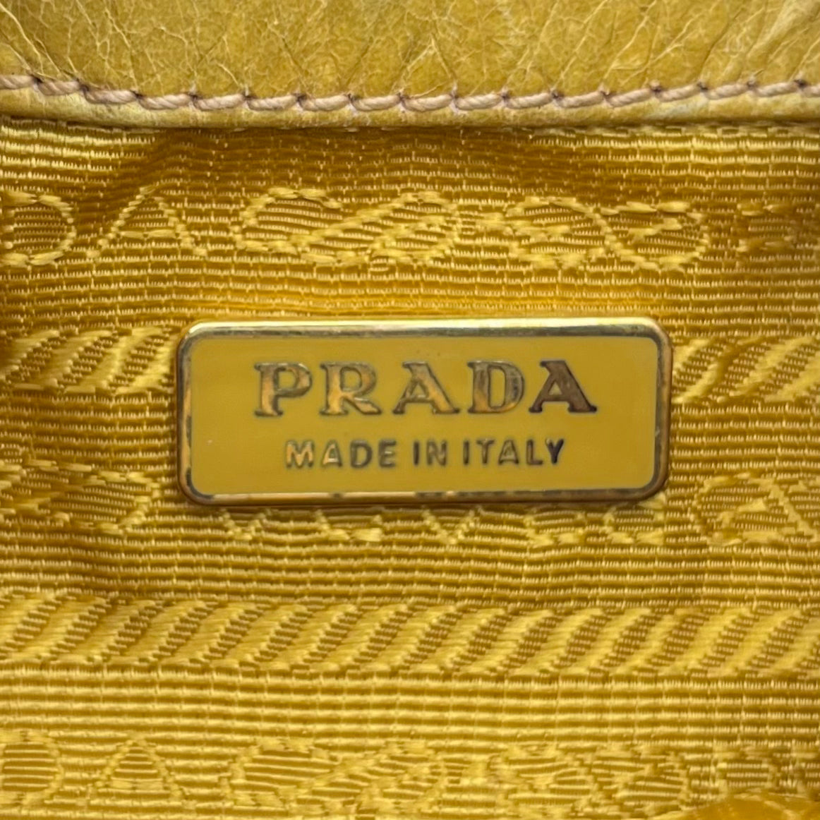 Prada Yellow Leather Micro Bucket Crossbody