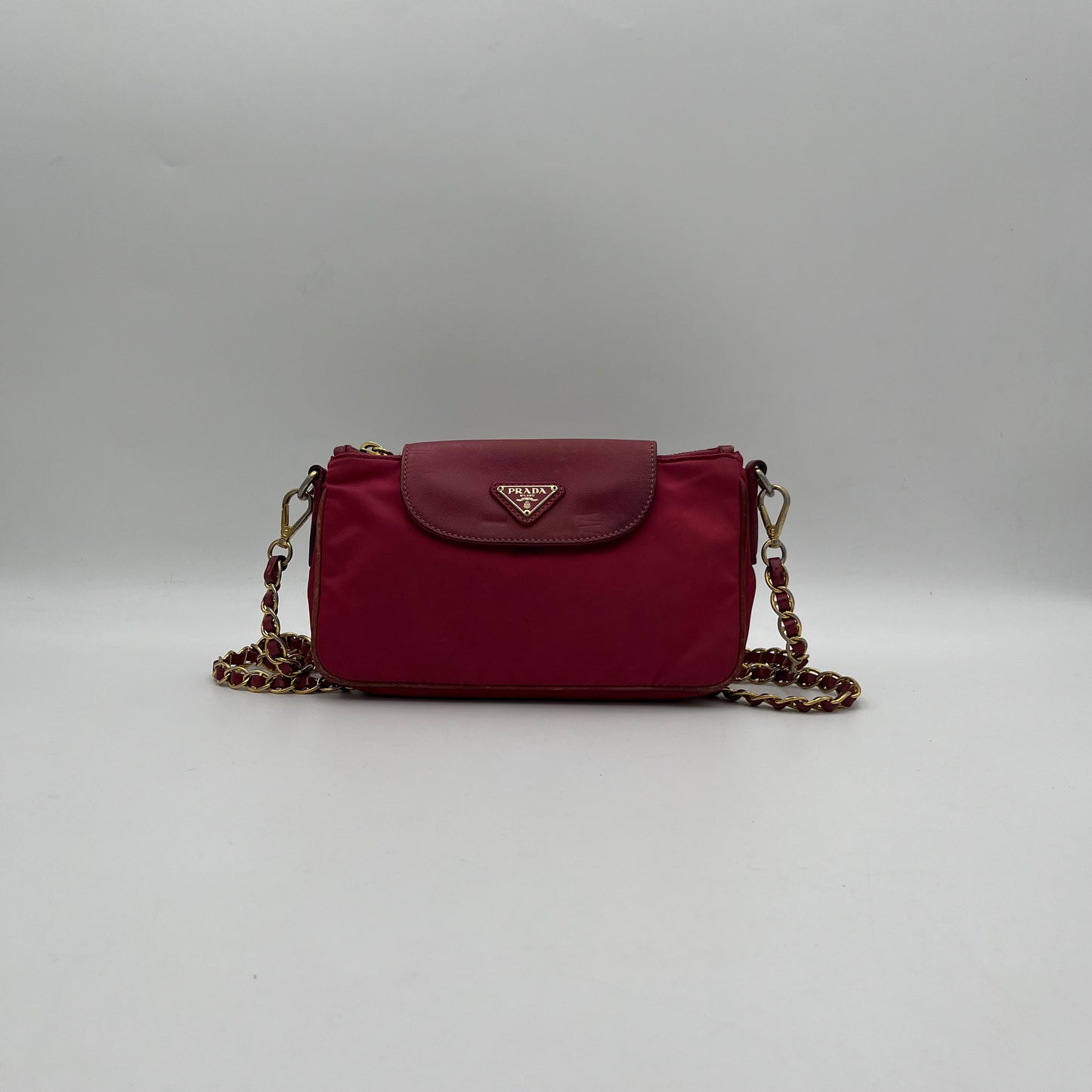 Prada Pink Tessuto Saffiano Chain Crossbody