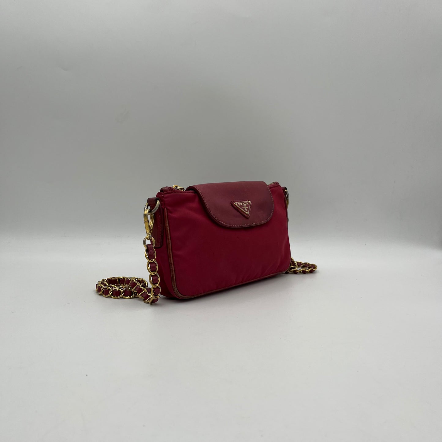 Prada Pink Tessuto Saffiano Chain Crossbody