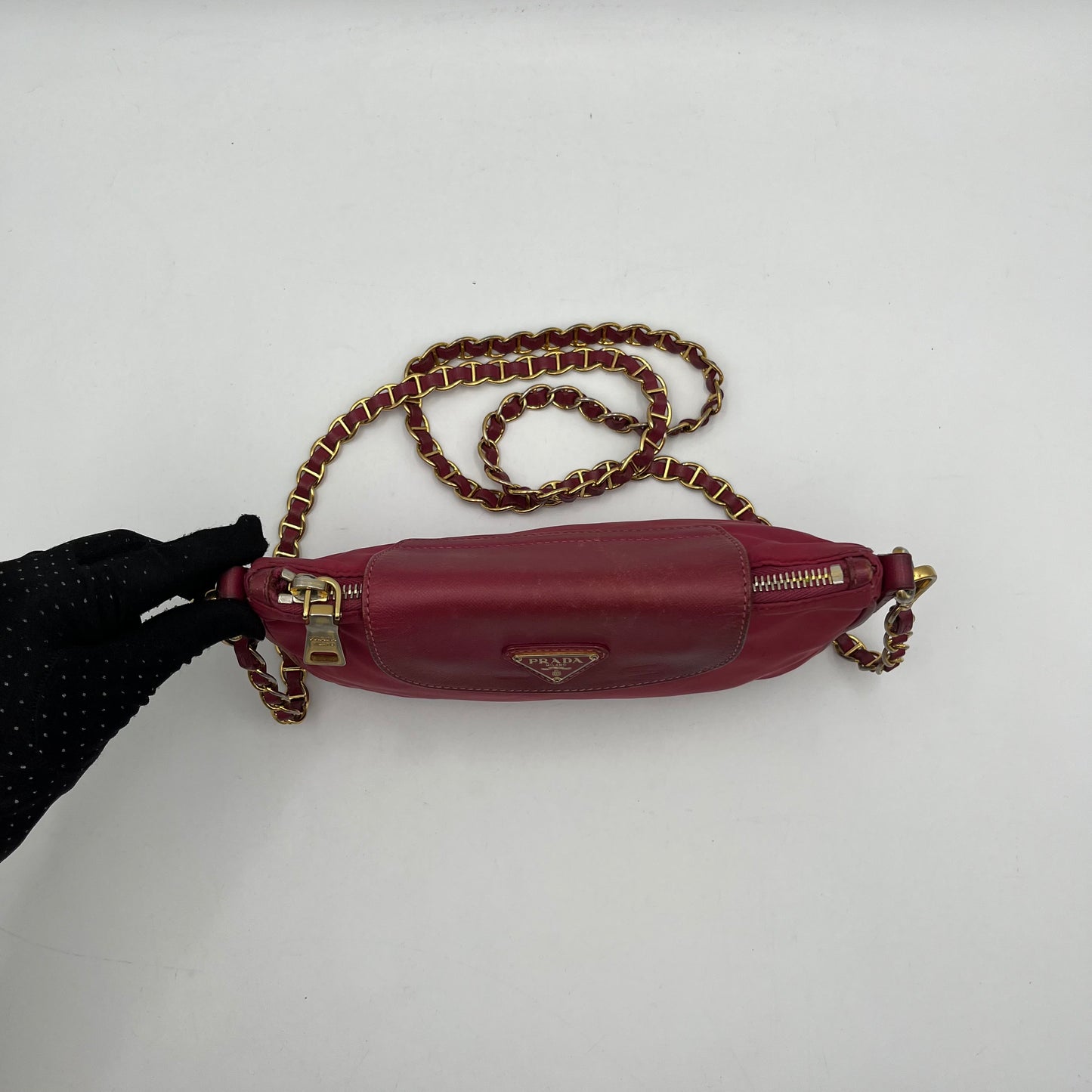 Prada Pink Tessuto Saffiano Chain Crossbody