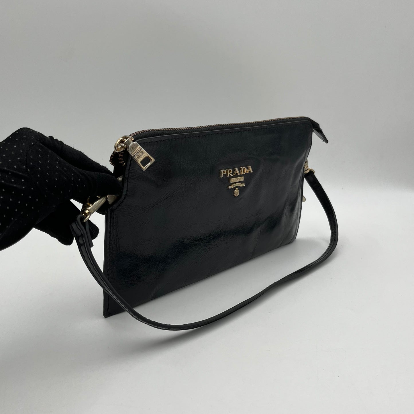 Prada Black Leather Pochette