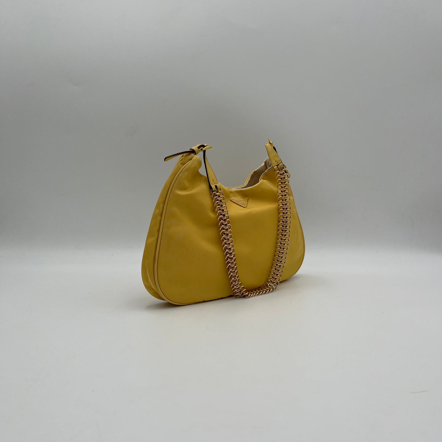 Prada Yellow Nylon Chain Strap Hobo Cleo