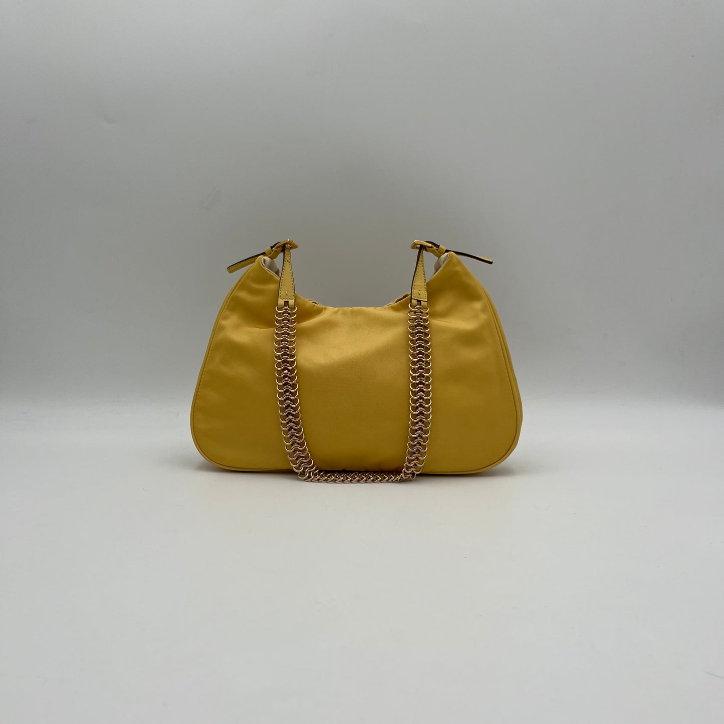 Prada Yellow Nylon Chain Strap Hobo Cleo