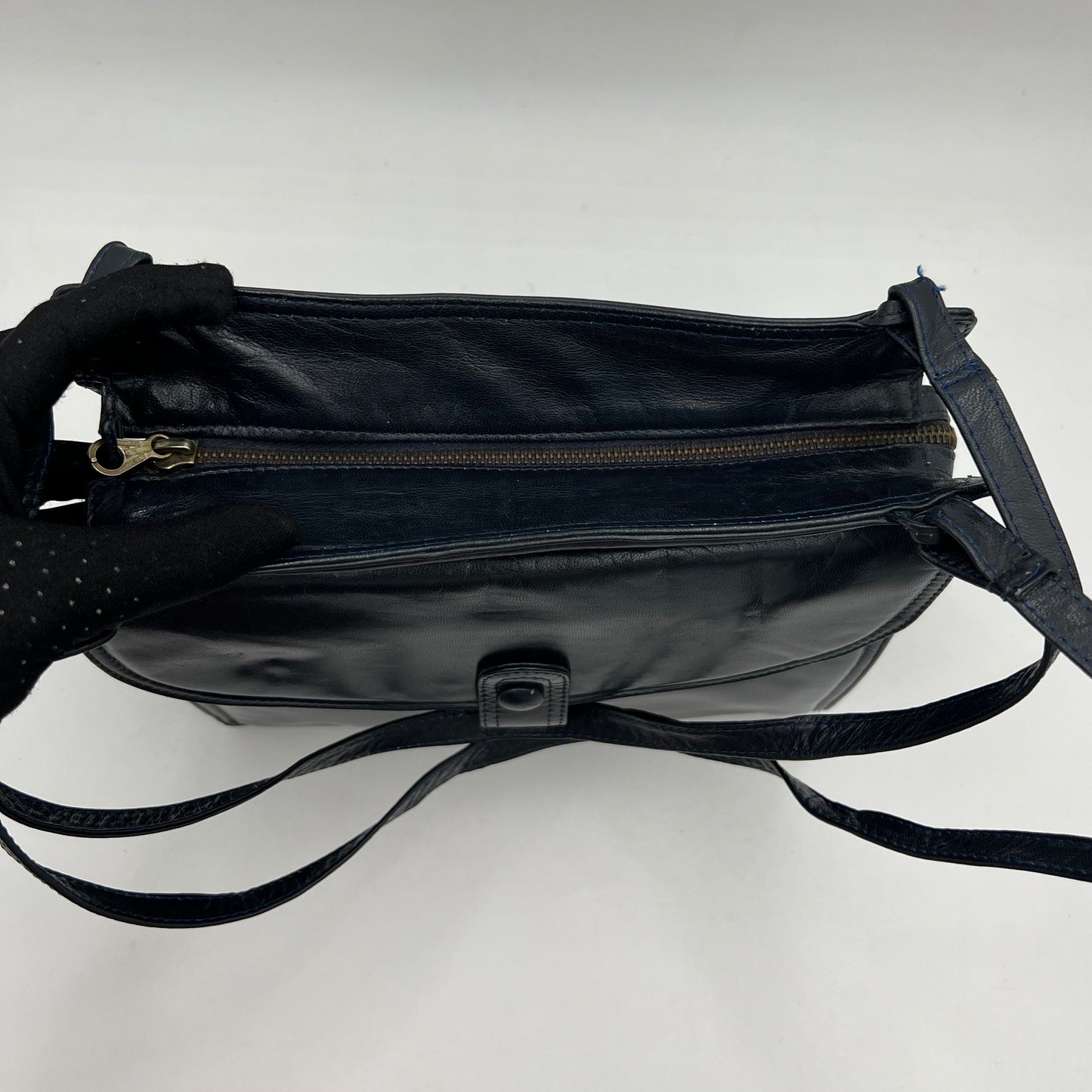 Bottega Veneta Vintage Dark Blue Patent Leather Satchel