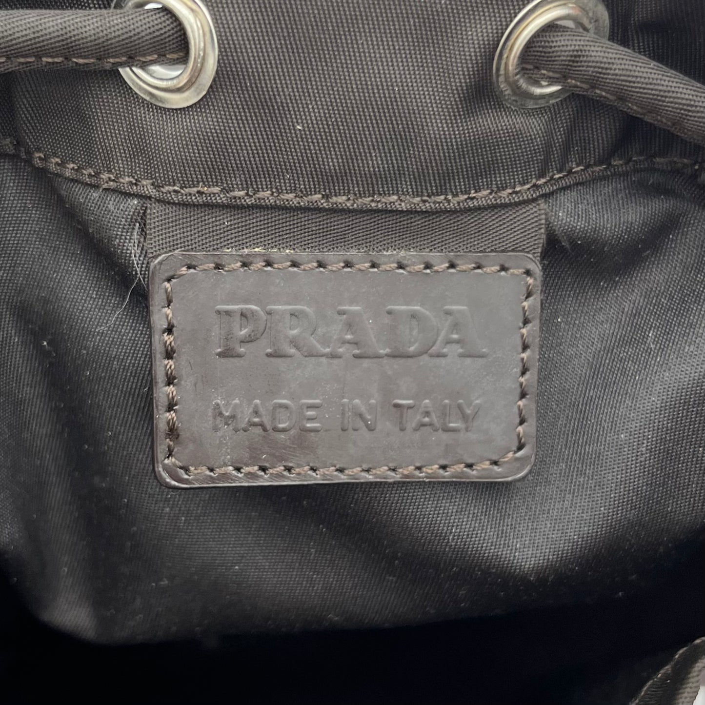 Prada Dark Brown Nylon Mini Bucket