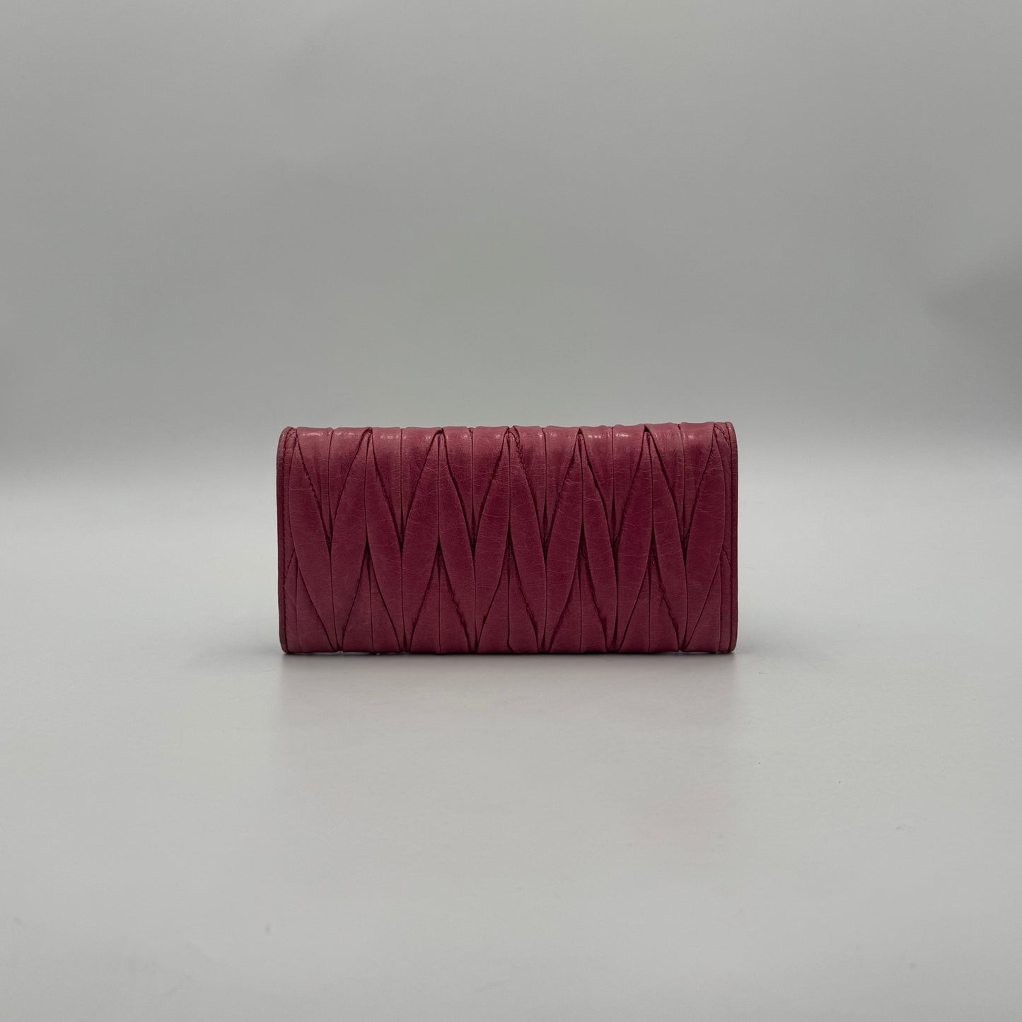Miu Miu Pink Matelasse Leather Long Bifold Wallet GHW