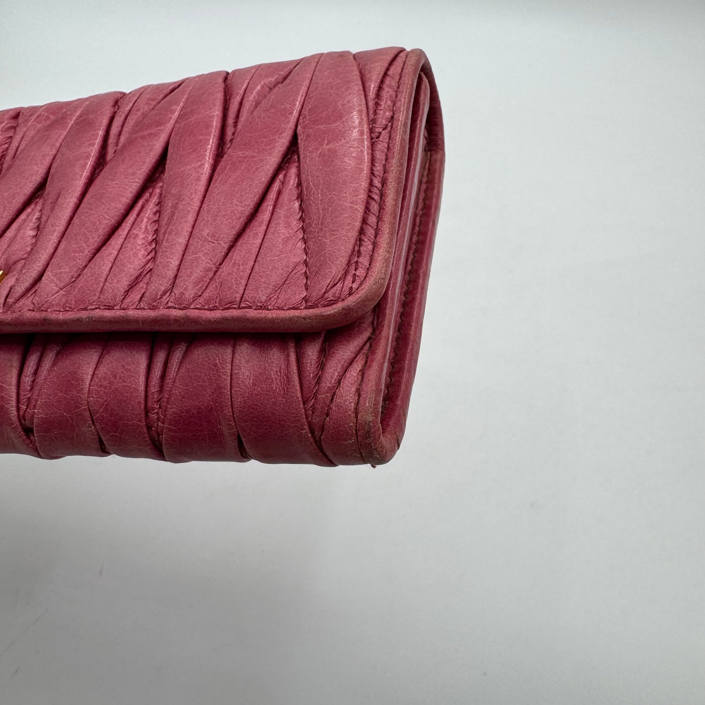 Miu Miu Pink Matelasse Leather Long Bifold Wallet GHW