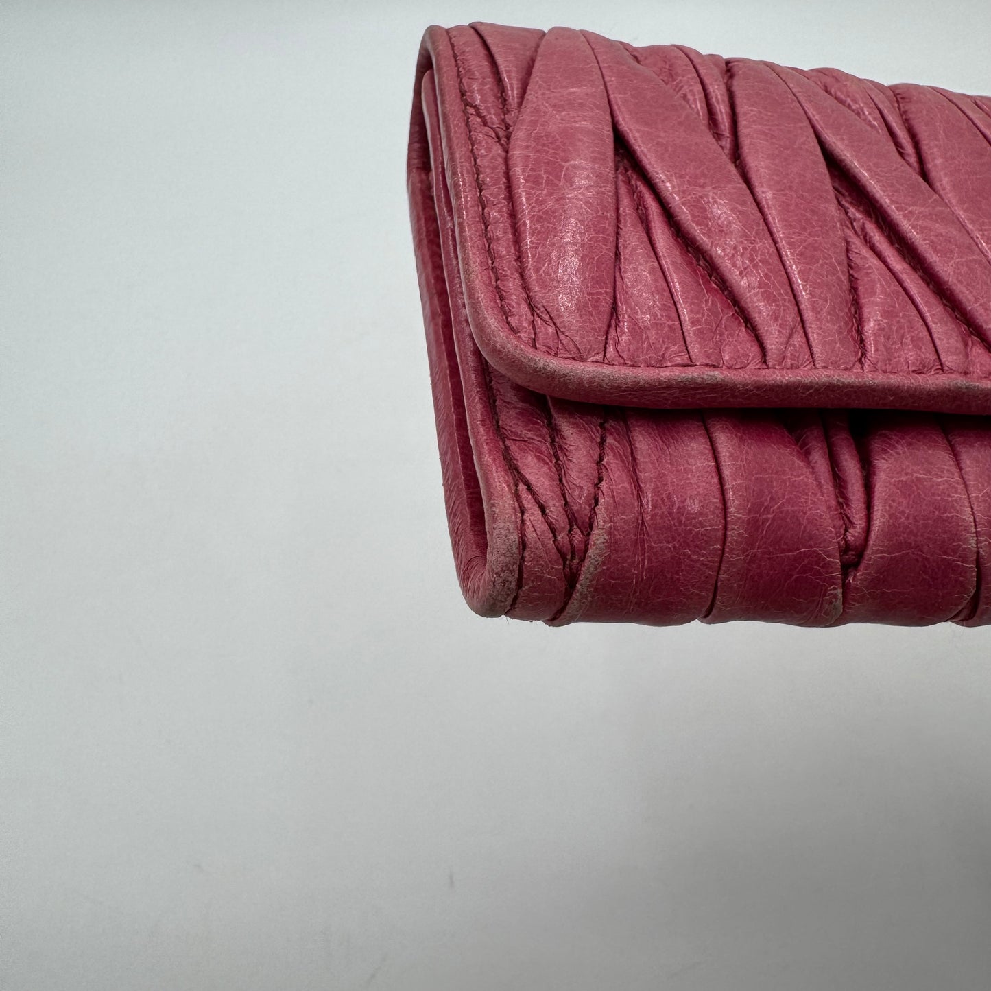 Miu Miu Pink Matelasse Leather Long Bifold Wallet GHW