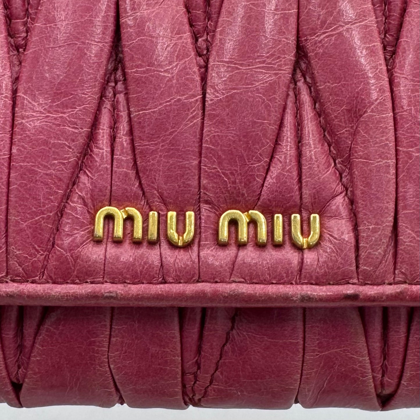 Miu Miu Pink Matelasse Leather Long Bifold Wallet GHW
