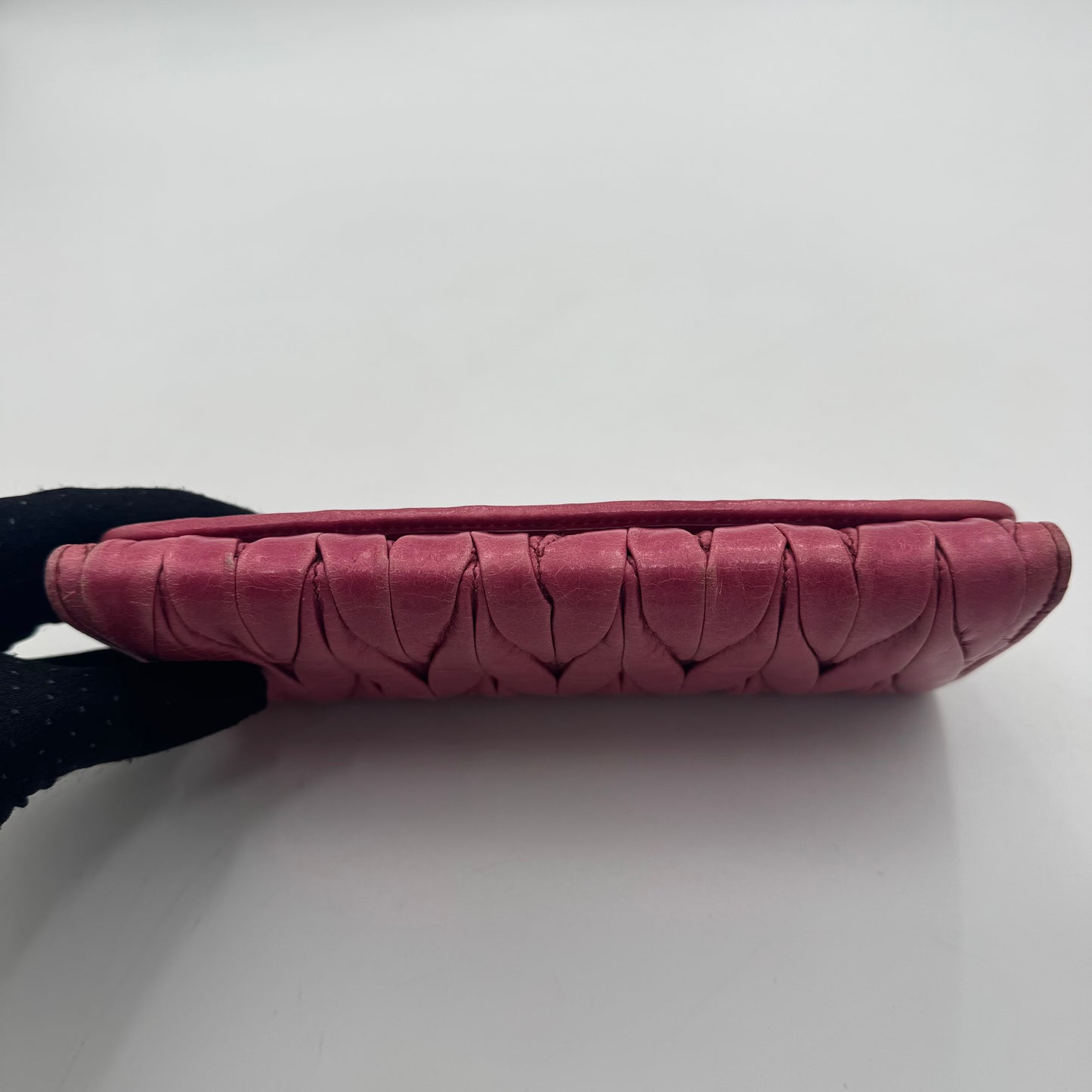 Miu Miu Pink Matelasse Leather Long Bifold Wallet GHW