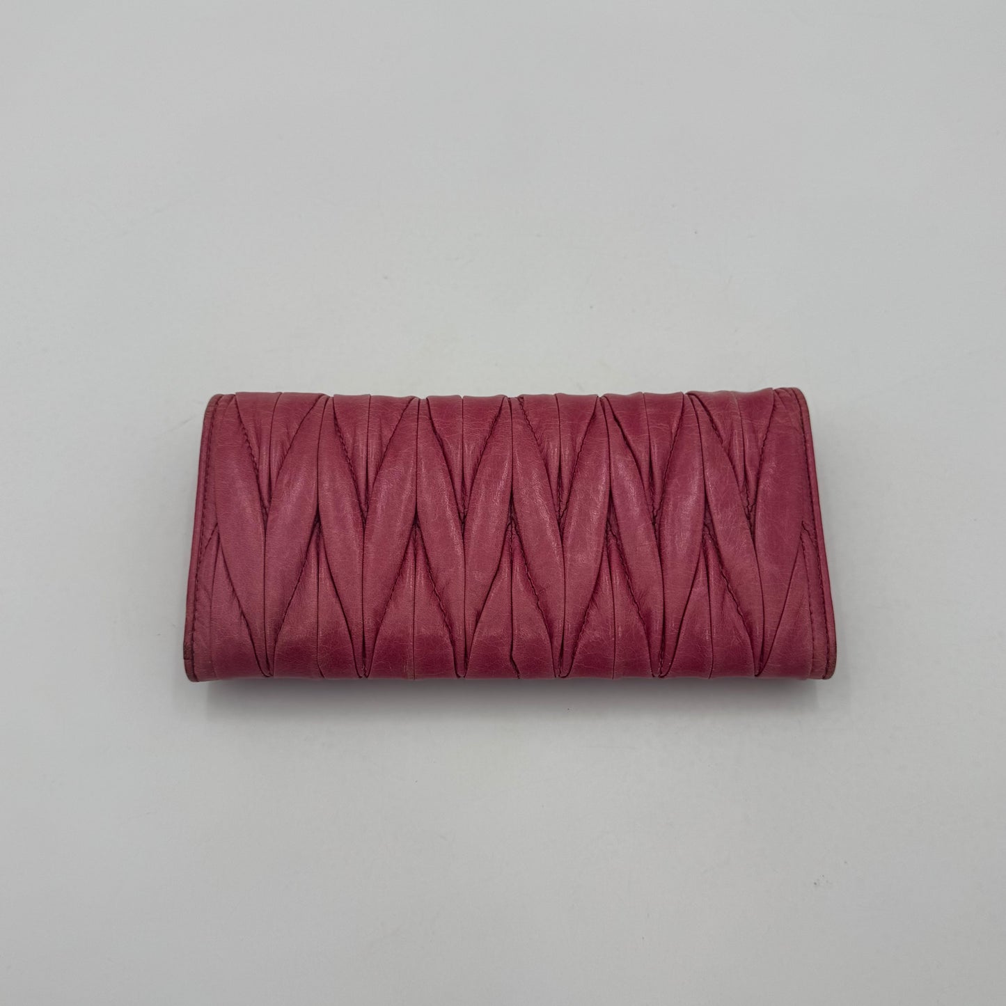 Miu Miu Pink Matelasse Leather Long Bifold Wallet GHW