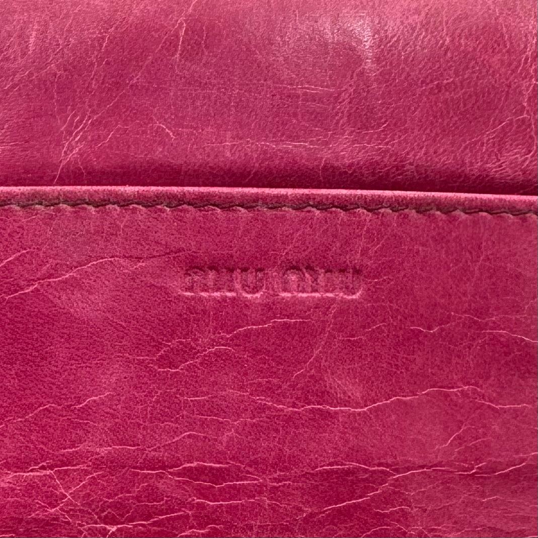 Miu Miu Pink Matelasse Leather Long Bifold Wallet GHW