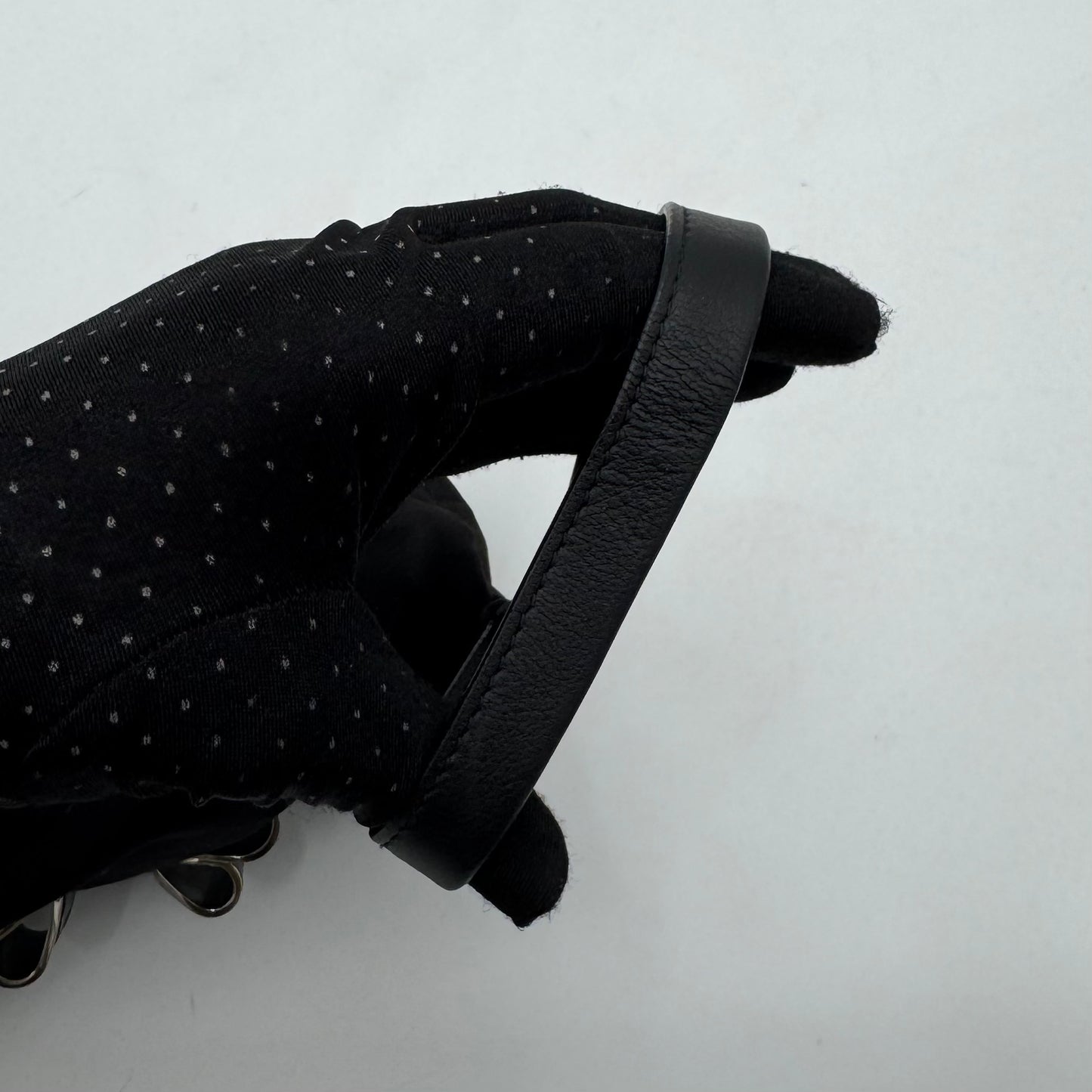 Salvatore Ferragamo Black Satin Snake Effect Metal Bow Wristlet Clutch