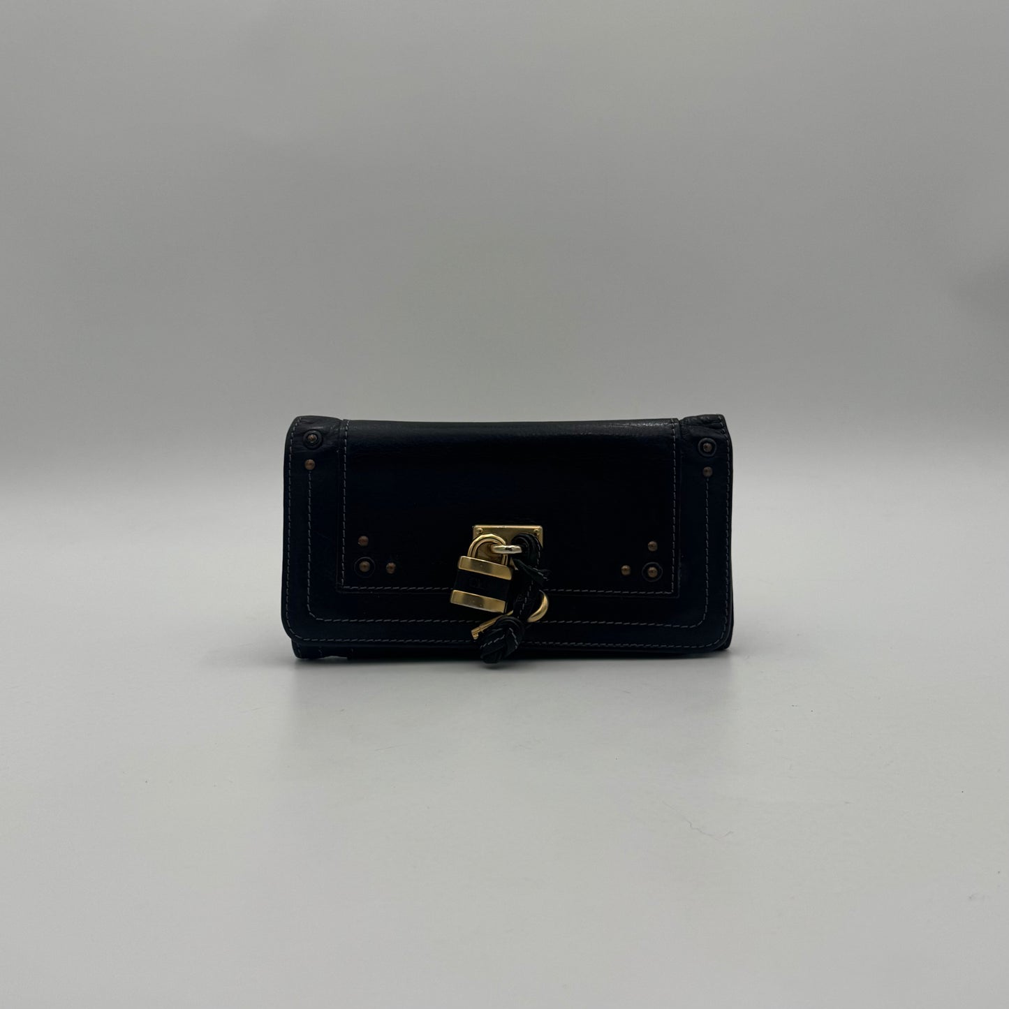 Chloe Black Leather Paddington Long Bifold Wallet GHW
