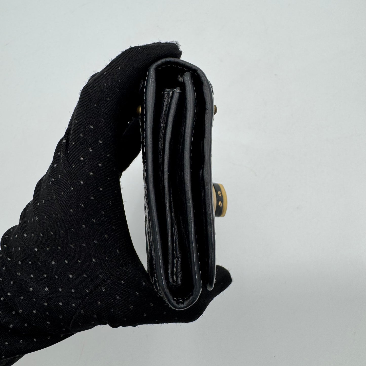 Chloe Black Leather Paddington Long Bifold Wallet GHW