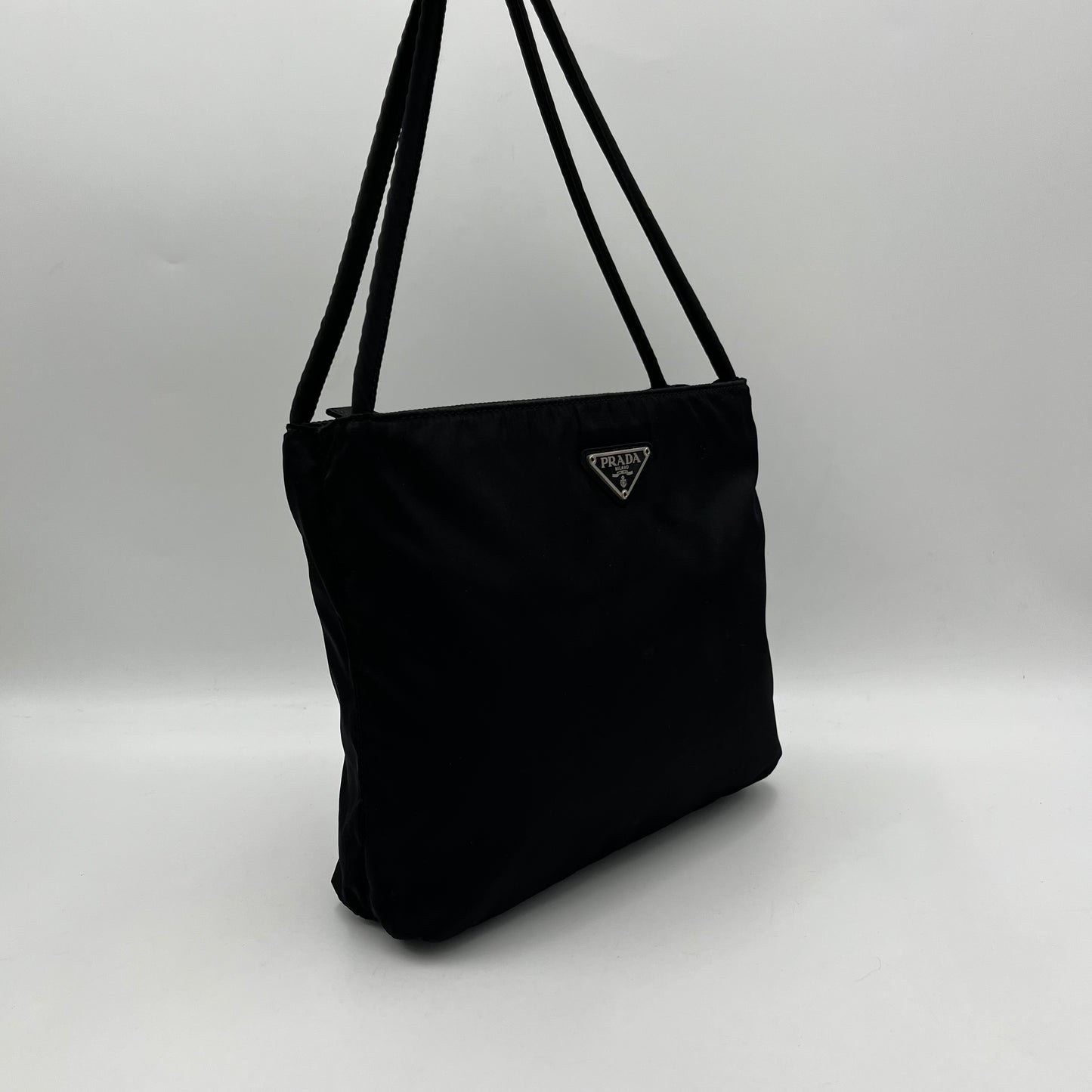 Prada Black Nylon Long Strap Small Tote