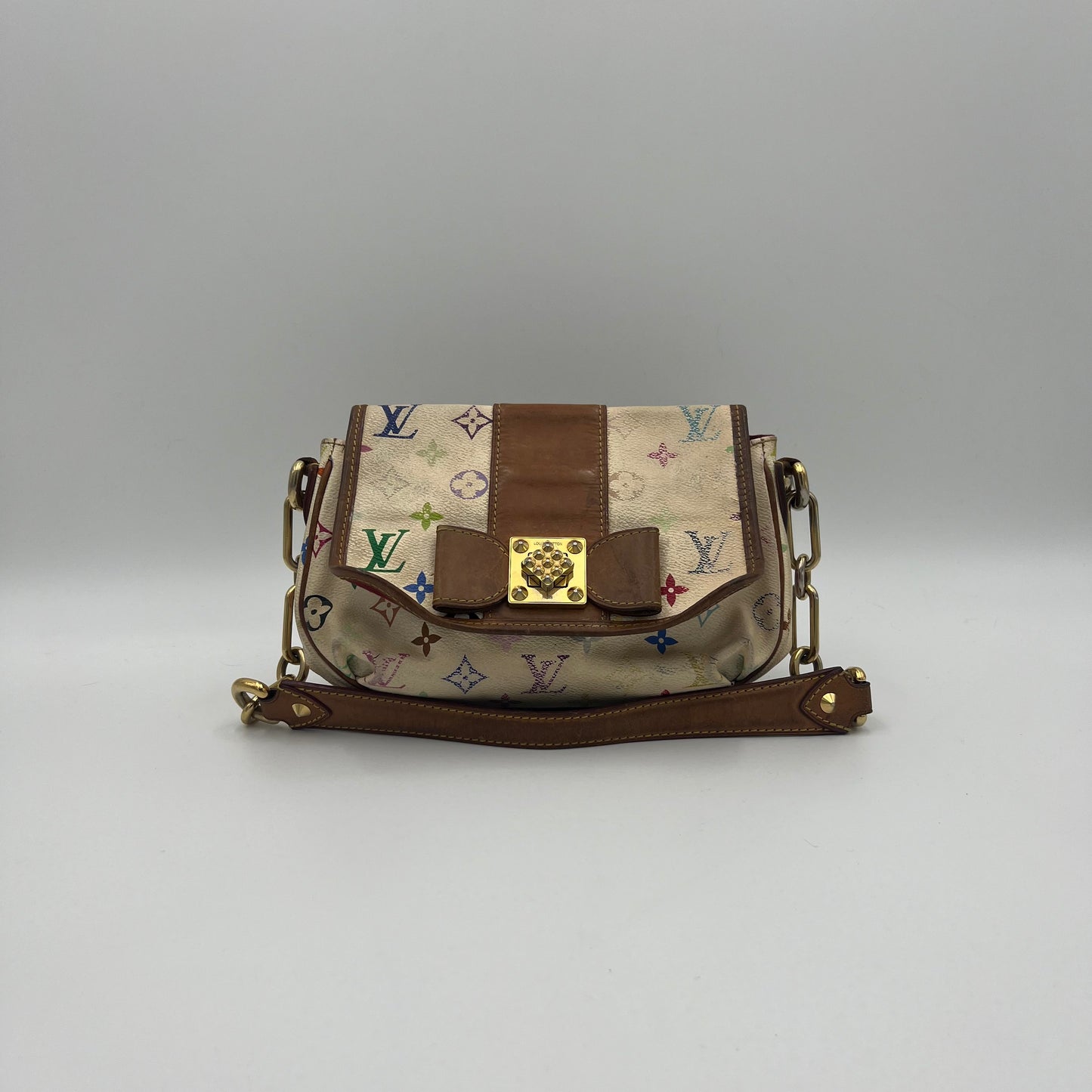 LV White Muticolor Patti Shoulder Bag