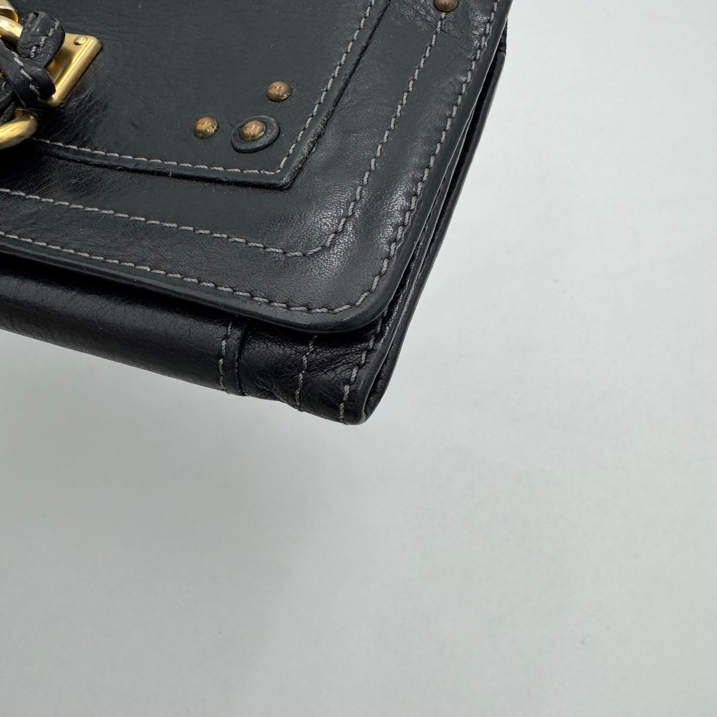 Chloe Black Leather Paddington Long Bifold Wallet GHW