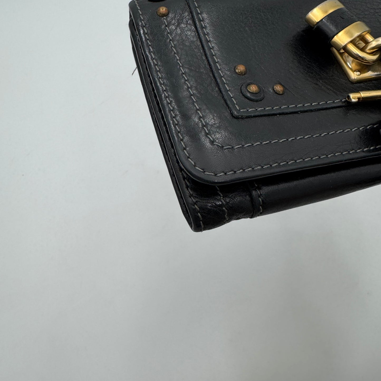 Chloe Black Leather Paddington Long Bifold Wallet GHW