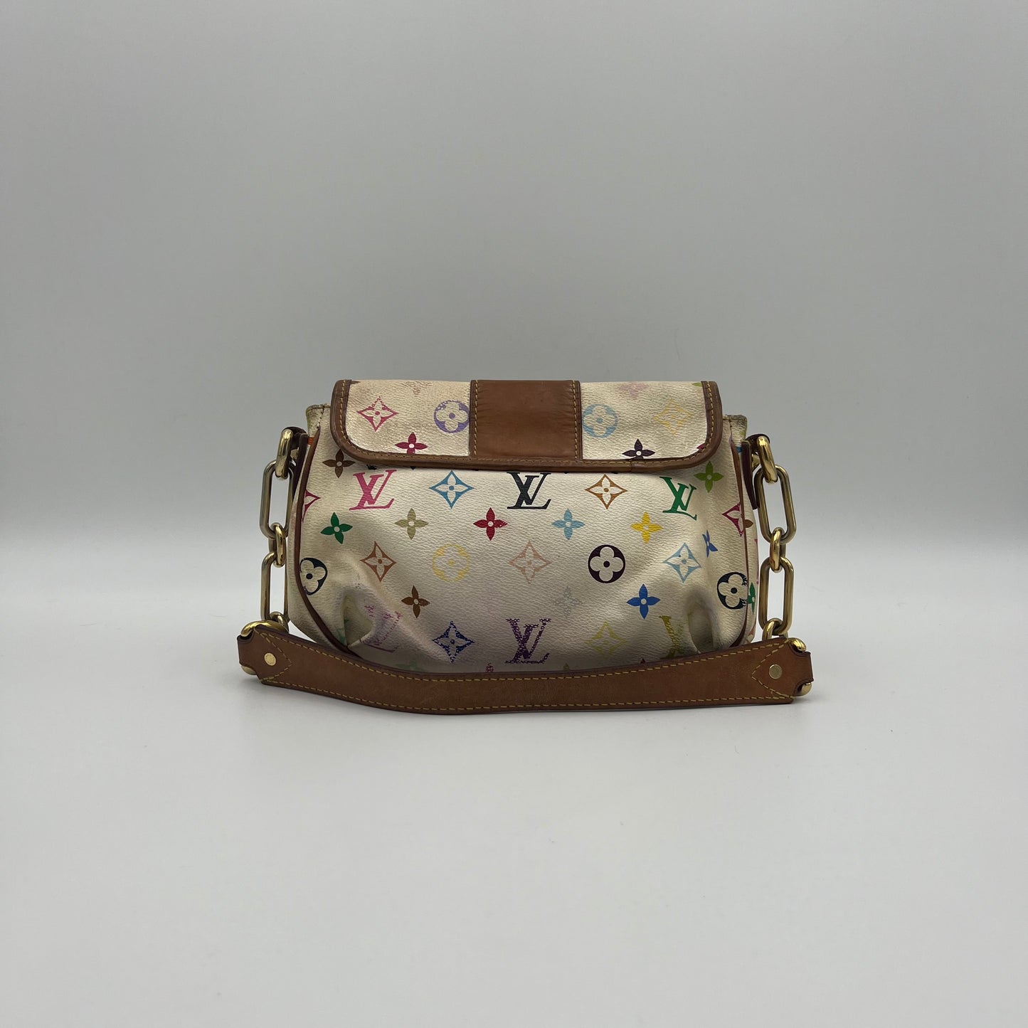 LV White Muticolor Patti Shoulder Bag