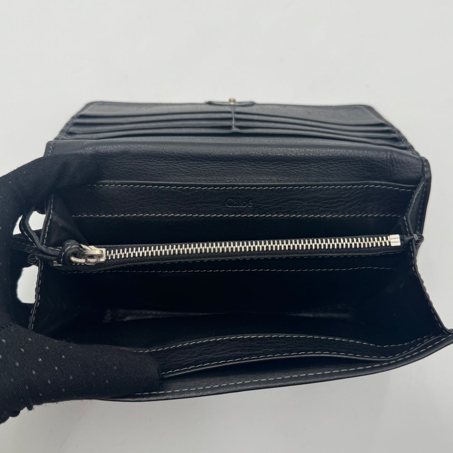 Chloe Black Leather Paddington Long Bifold Wallet GHW