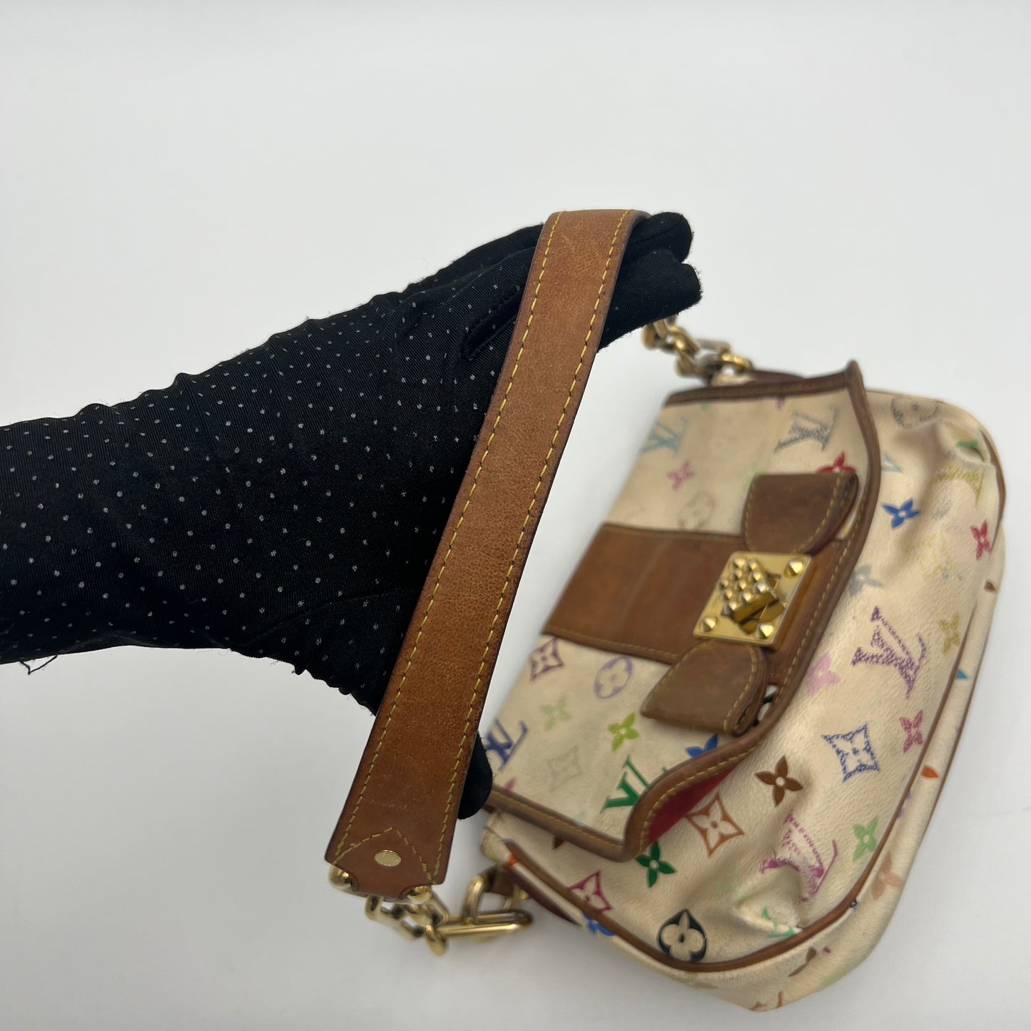 LV White Muticolor Patti Shoulder Bag