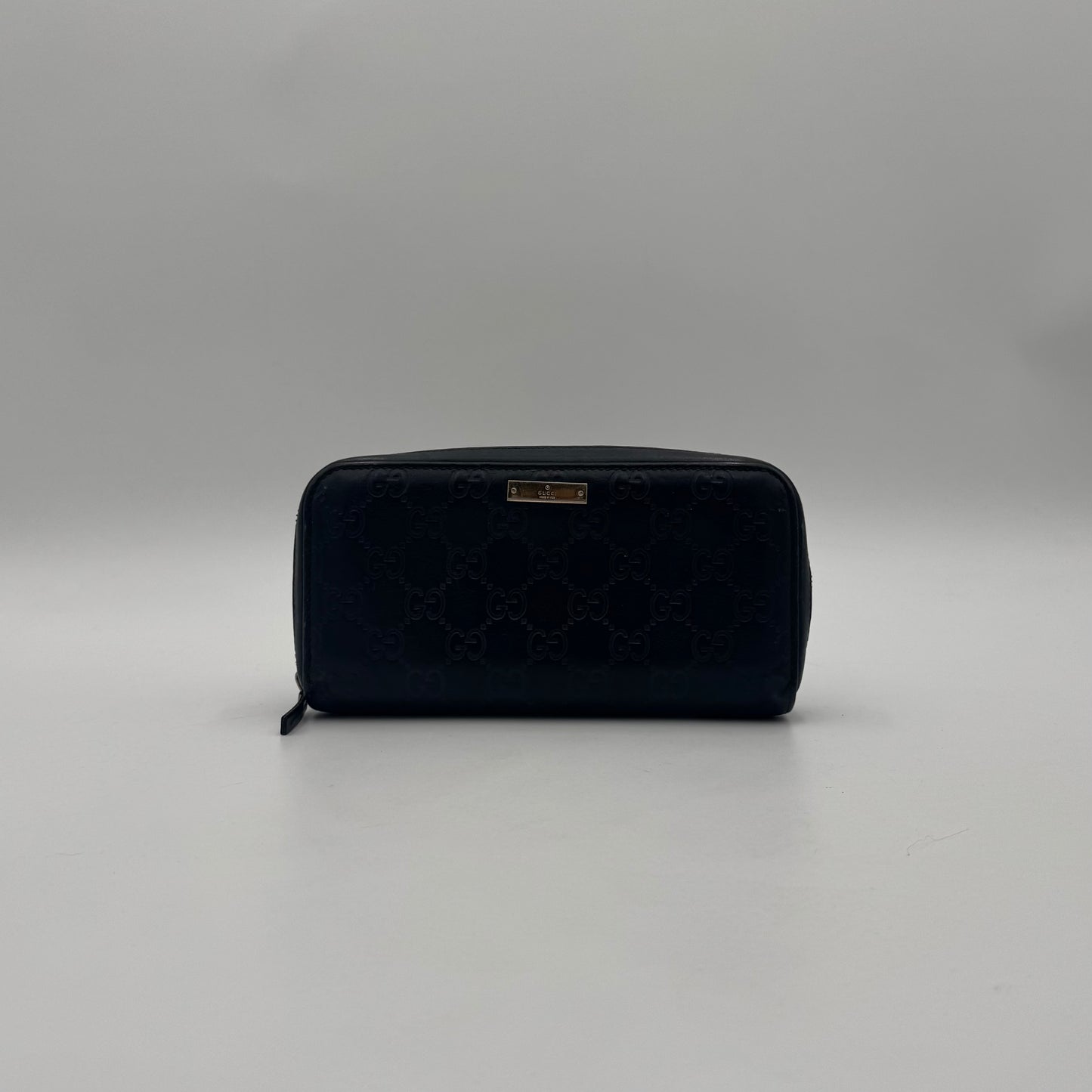 Gucci Black Guccissima Leather Large Zippy Long Wallet