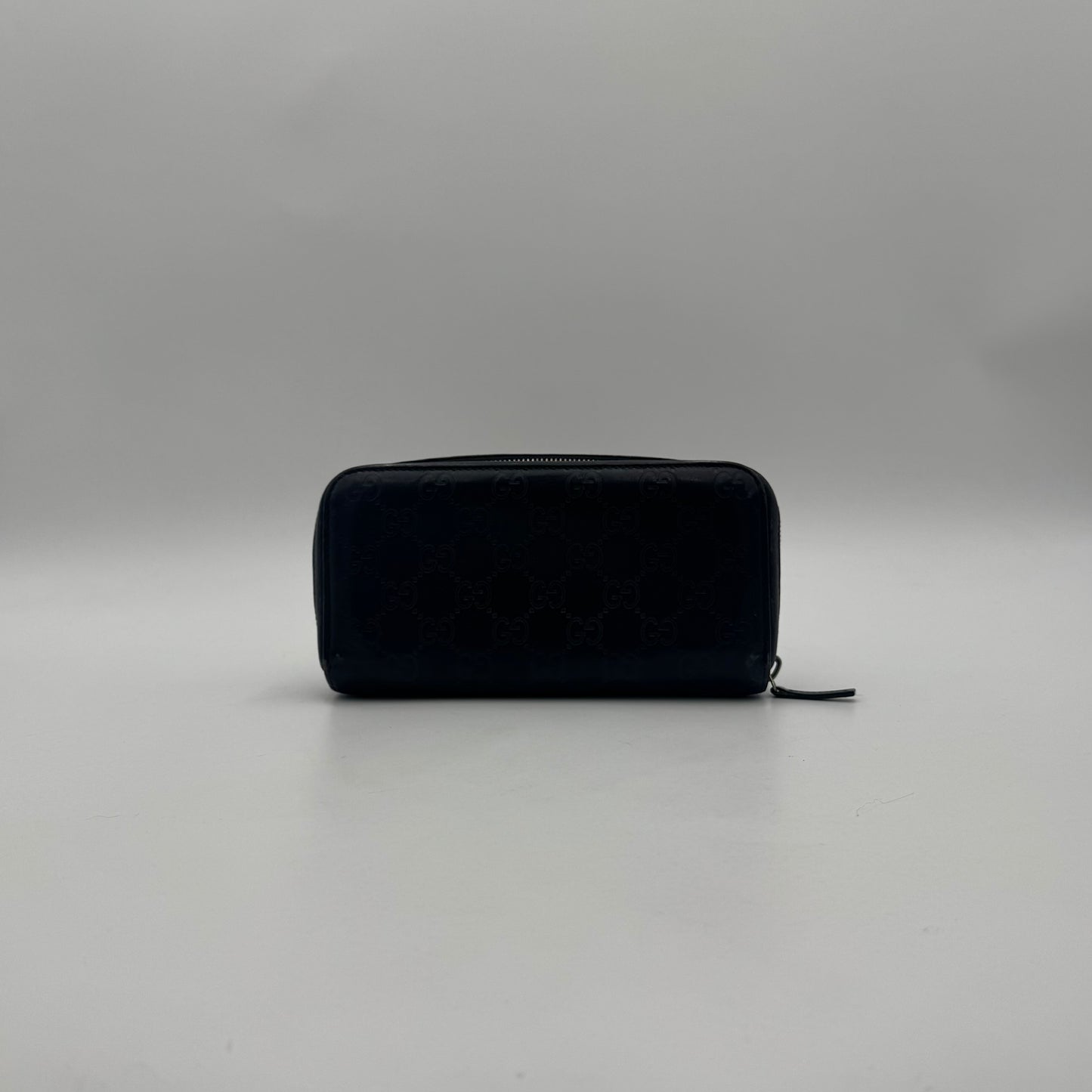 Gucci Black Guccissima Leather Large Zippy Long Wallet